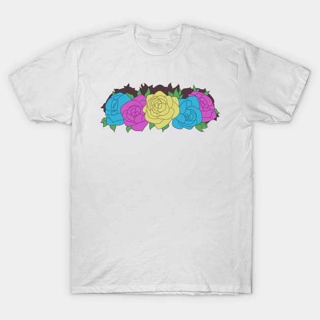 Pansexual Pride Flower Crown T-Shirt by celestialuka